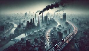 Dhaka's air pollution abstract visual AI generated